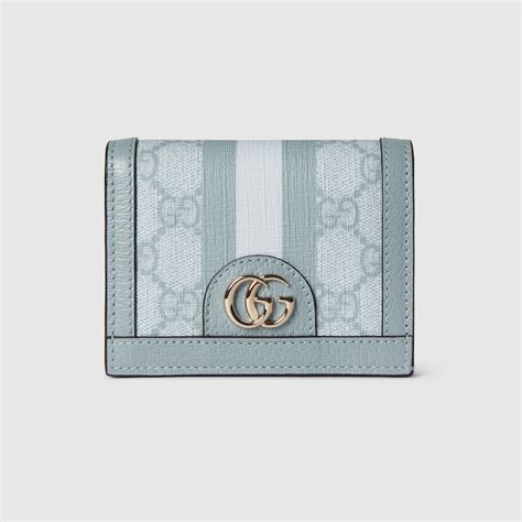 Ophidia card case wallet in dusty blue GG Supreme 